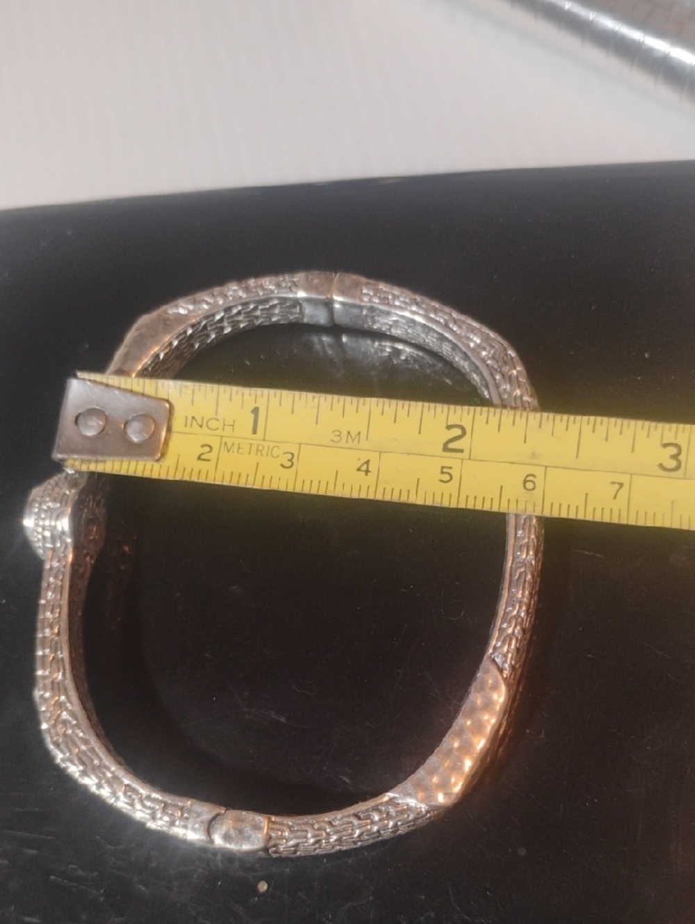 Sarda 925 Sterling Silver Bali Made Bangle Cuff With Brilliant Fire Gemstone - Picture 9 of 9